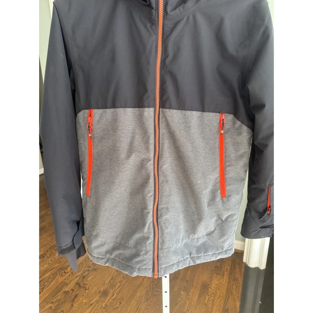 Quiksilver Kids Ski Snowboard Jacket Hooded‎ Orange Black Gray DryFlight Sz 14